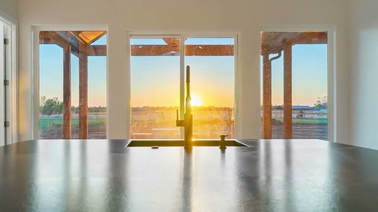 Kitchen sink with Oklahoma sunset view